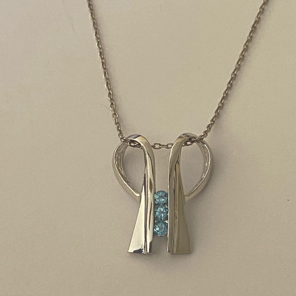 💎Blue real topaz stones 925 silver necklace - Picture 3 of 3